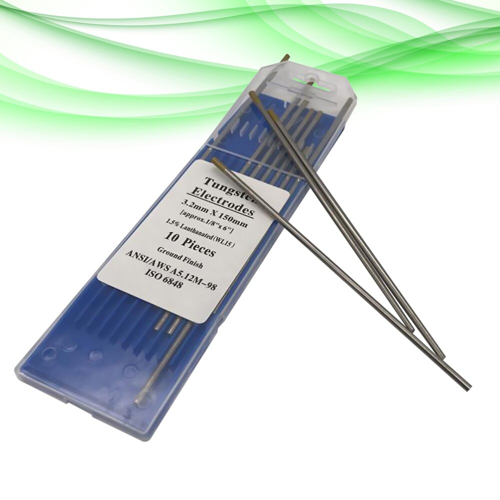 10pcs/1 Bag TIG Welding Tungsten Electrodes 1.5% Lanthanated WL15 Tungsten Electrode Welding Rods (1.6MM x 150MM)