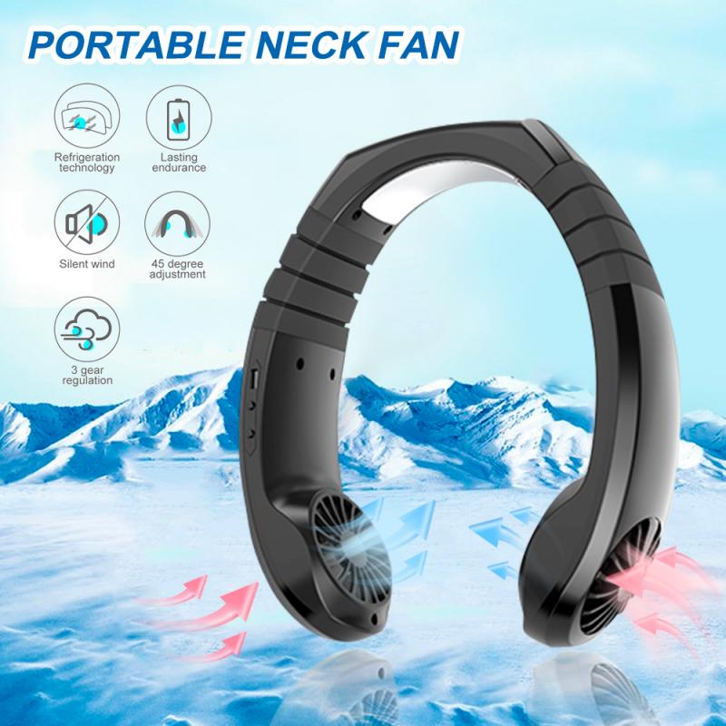 Mini Air Conditioner Neck Cooler Draagbare Smart Dual Effect Koeling Nekband Fan Oplaadbare Usb Opknoping Hals Air Cooler