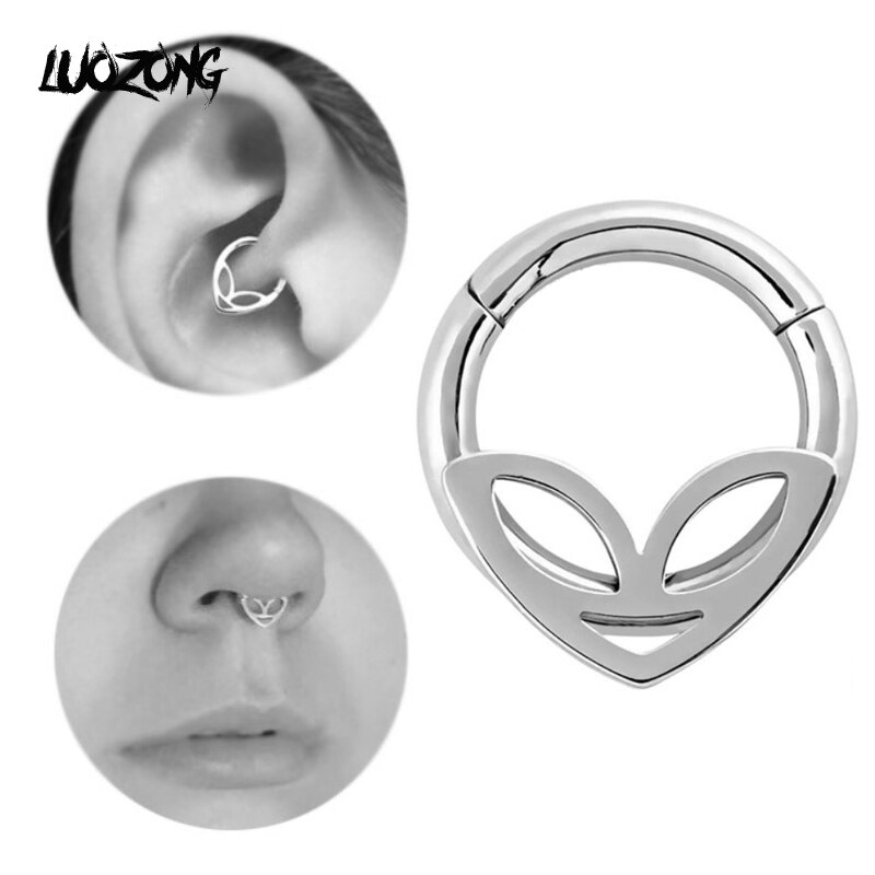 PS751 1pc Stainless Steel Aliens Helix Daith Piercing Jewelrys for Women Men Muti-use Nose Ring Clips Cool Accessories