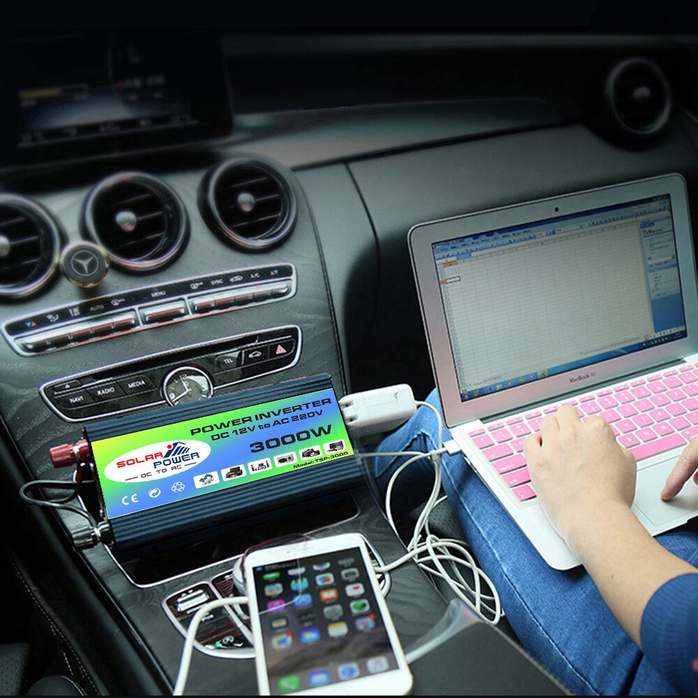 Peaks Power 3000W 12V TO 110/220V AC Solar Power Inverter Built-in Cooling Fan Car Converter Inverters for Home Appliances