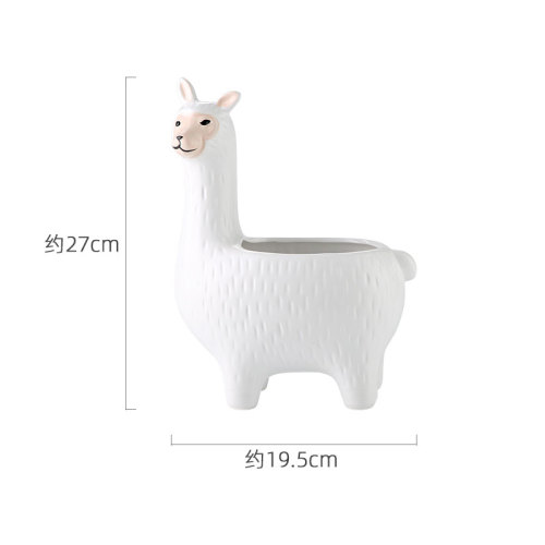 Nowy kreatywny biały alpaka doniczka ceramiczny wazon soczysty doniczkowy zielony, robić domu roślin Słodki kreskówka z roślinami i zwierzętami garnek dekoracji prezent: Default Title