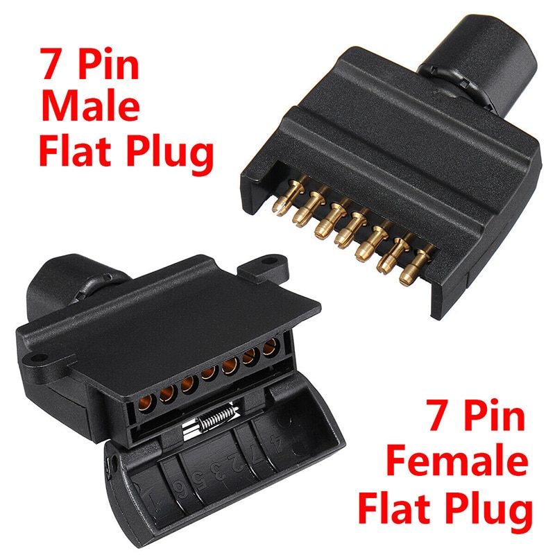 Portable 7 Pin Flat Trailer Plug for Caravan Boat Male Female Socket Boat Caravan Adaptor Connector Compact Easy To Use