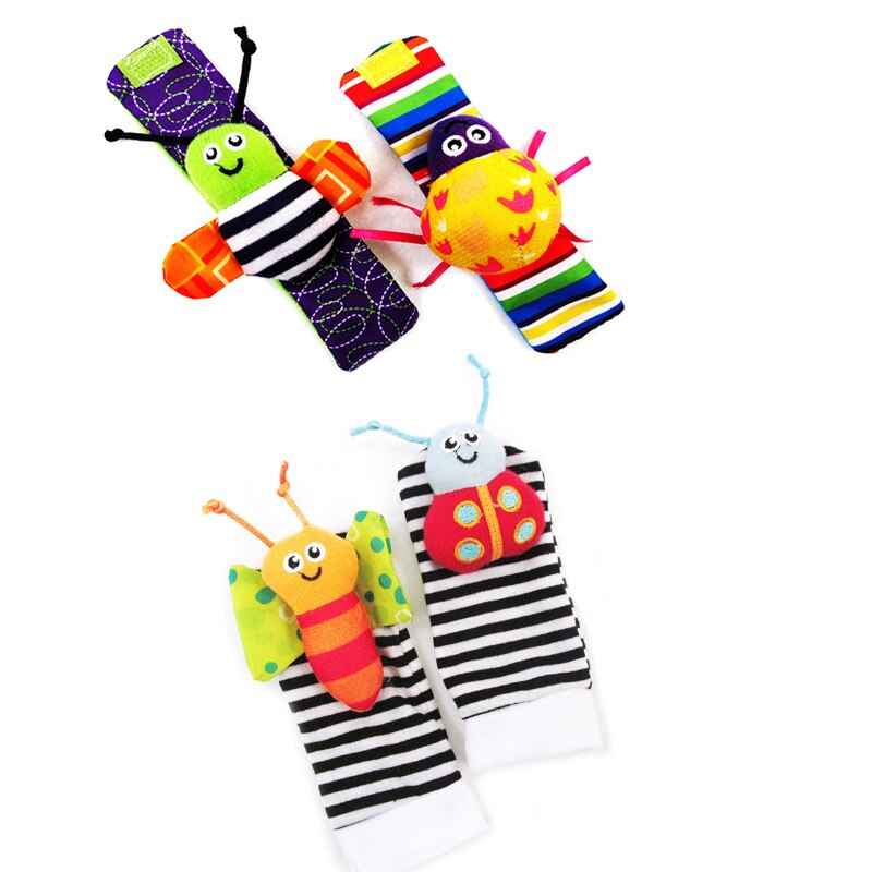 Baby Rammelaars Baby Speelgoed 0-12 Maanden Voor Pasgeborenen Baby Kids Kinderen Zachte Leeuw Uil Sokken Rammelaar Speelgoed Pols rammelaar Educatief Speelgoed: 4Pcs wrist socks-057