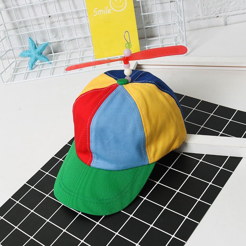 Børn cap helikopter propel baseball cap farverige patchwork cap hat bambus guldsmed børn drenge piger snapback