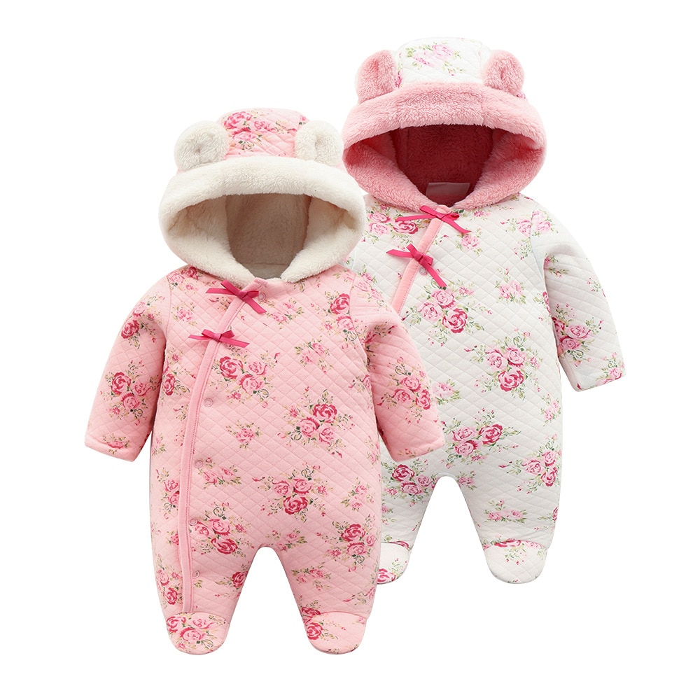 Nyfødt baby piger vinter fuldmåne bukser pink spædbarn baby pink sødt tøj bomuld pyjamas baby varmt klatretøj ud