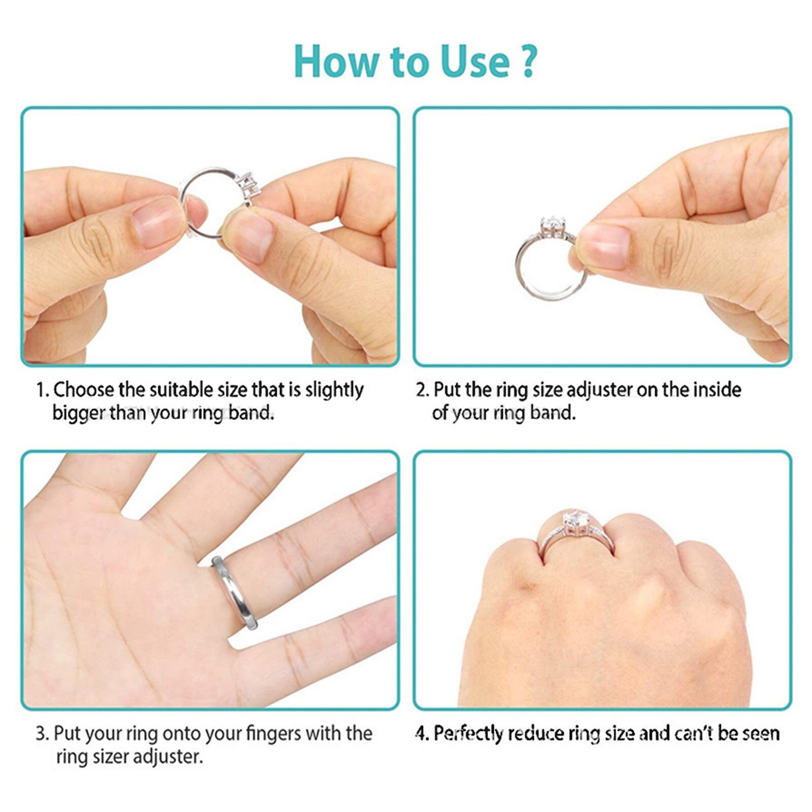 8Pcs/Set Silicone Invisible Ring Size Adjuster For Loose Ring Size Reducer Spacer Ring Guard Tightener Resizing Tools #YY