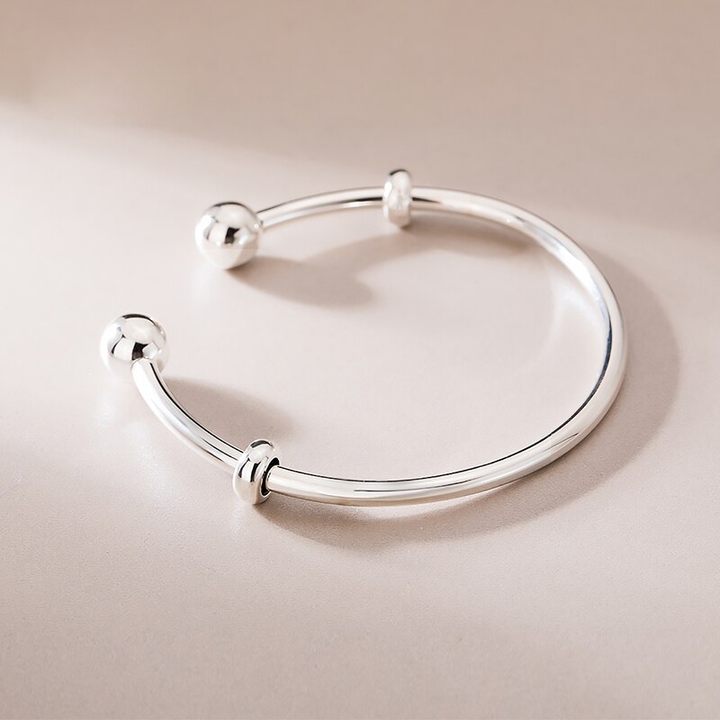 SA SILVERAGE 16,5g 57x50mm Einfache Persönlichkeit Hand Schmuck Original Magie S925 Öffnung Armbinde Weiblichen Sterling Silber perlen
