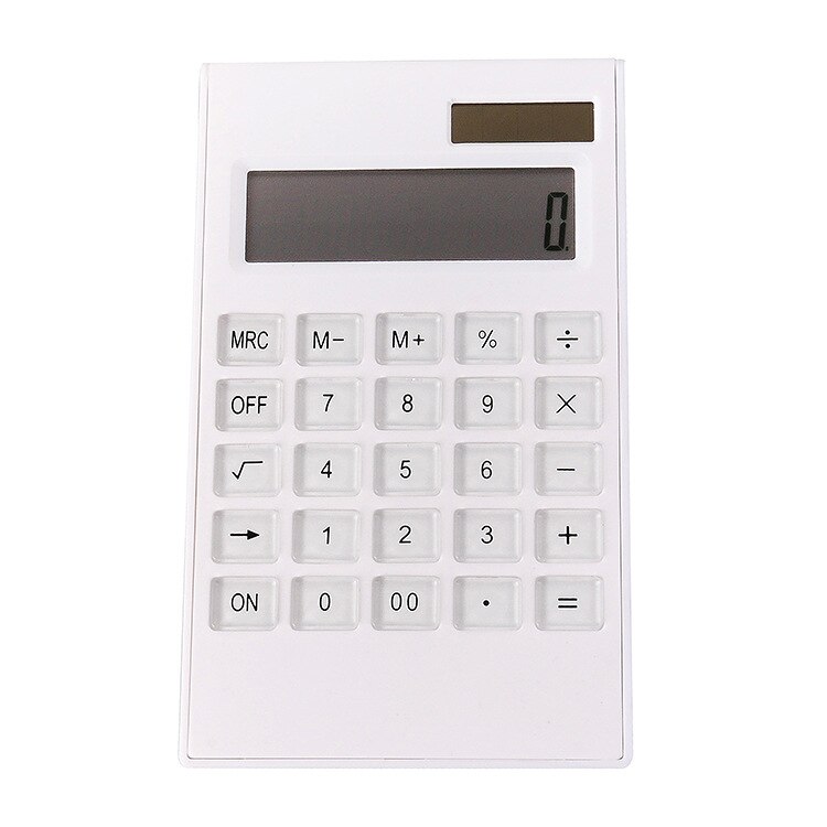 Portable Solar Powered Calculator 12 Bit Dual Power Solar Desktop Computer Thin Crystal Keypad White Calculator