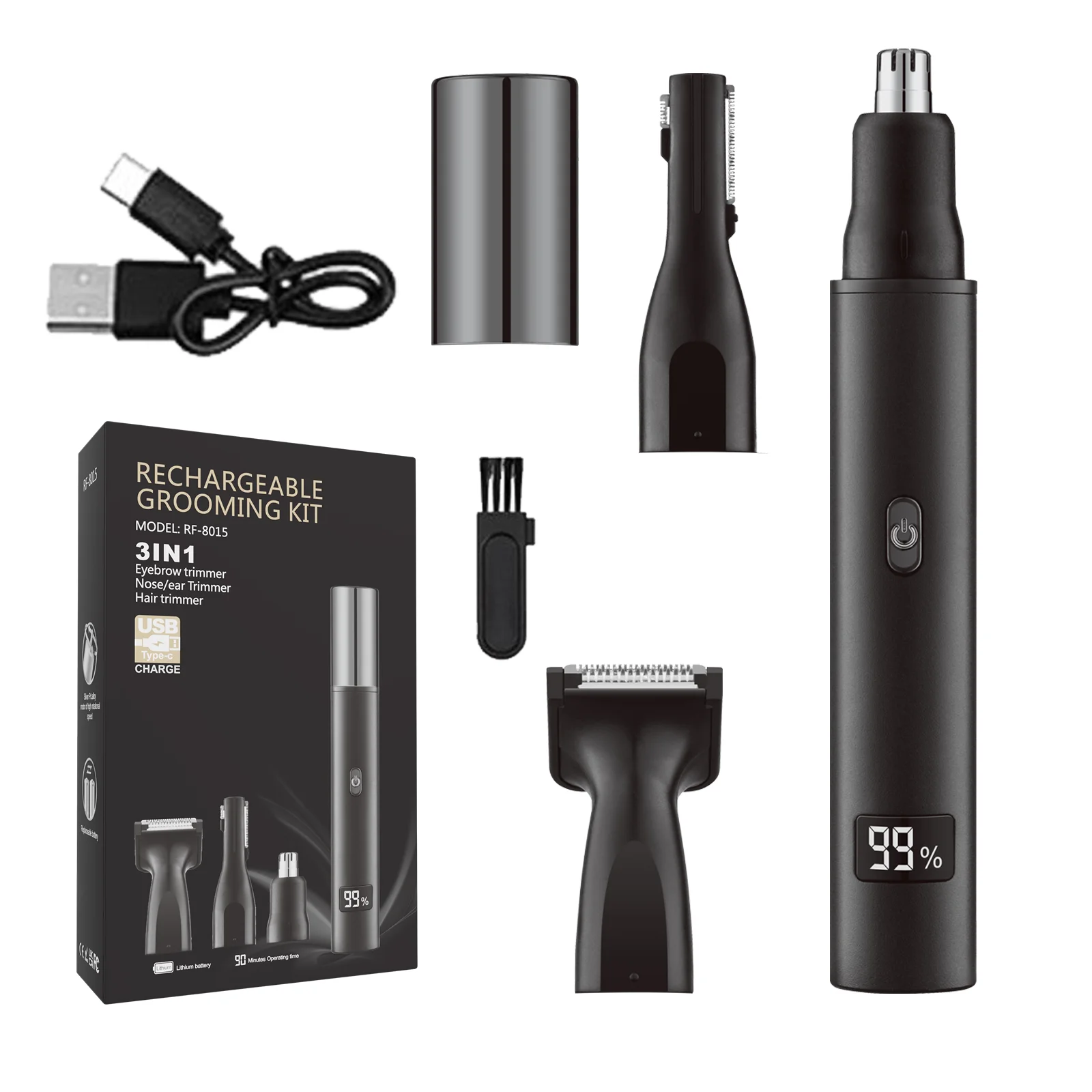 Xiaomi Mijia Electric Nose Ear Hair Trimmer for Men Painless Rechargeable Sideburns Eyebrows Beard 3in1 Hair Clipper Shaver: Default Title