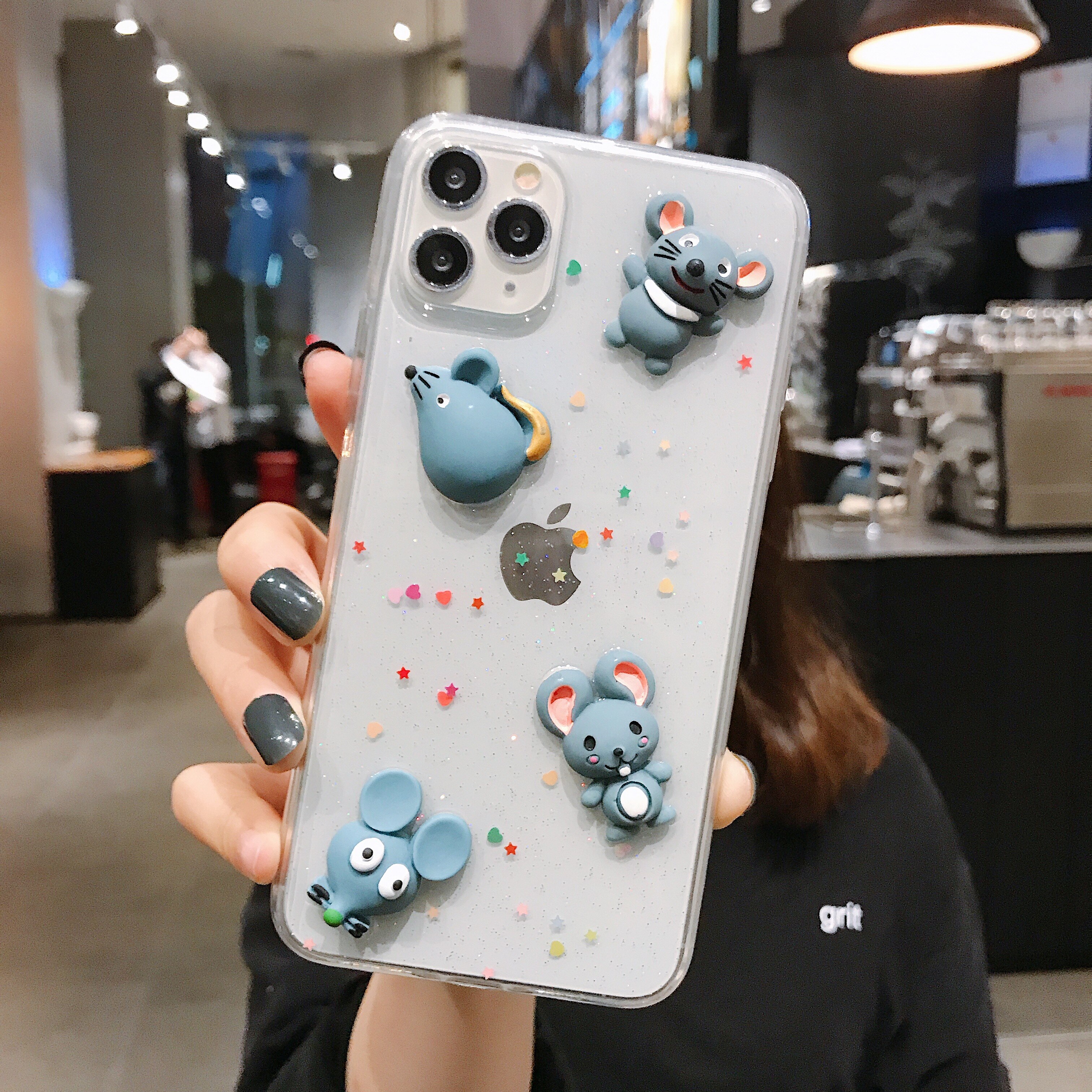 SE2020 Bling Glitter 3D Colorful Mouse Rat Shockproof Phone Case For iPhone 6 6s 7 8 Plus 10 11 Pro Max Xs XR Clear Case