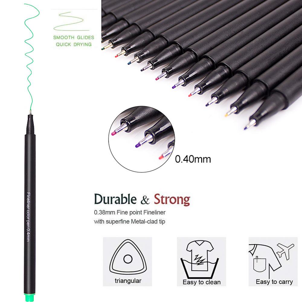 Fineliner kunst tuscher penne dobbelt spids tegning maleri akvarel pen 12 24 36 48 60 100 farver til kalligrafi tegning skitsering