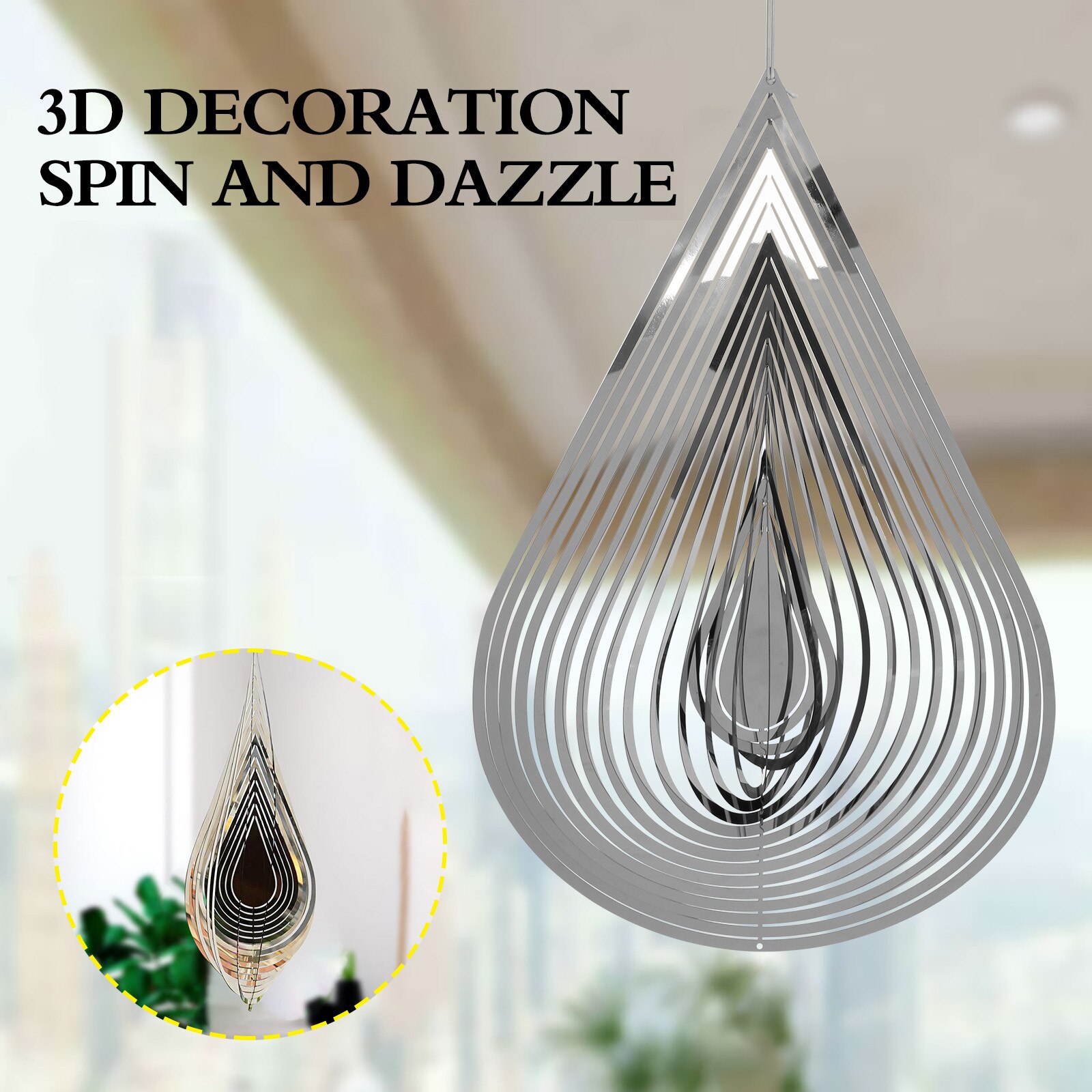 3D -shaped Rotating Wind Chimes Flowing-Light Effect Home Garden Decoration Outdoor Hanging Decor Wind Spinners