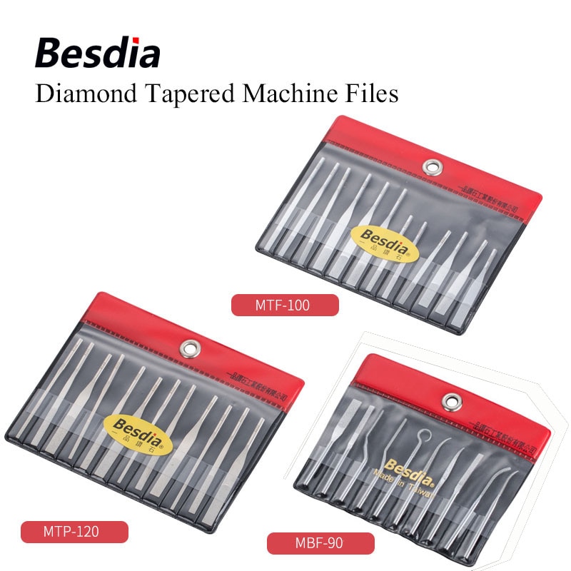 Taiwan besdia diamant avsmalnande maskinfiler handverktyg eller sortiment med turbo luft lappar mtp 120 mtf 100