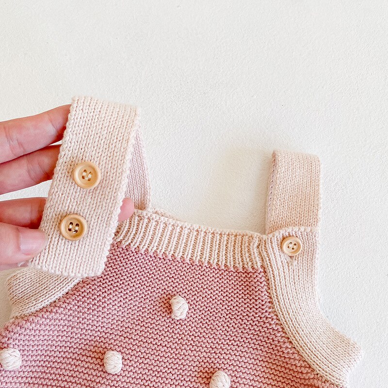 Frühling Herbst gestrickte pullover strampler baumwolle rosa baby pullover onesie baby mädchen kleidung SW2012