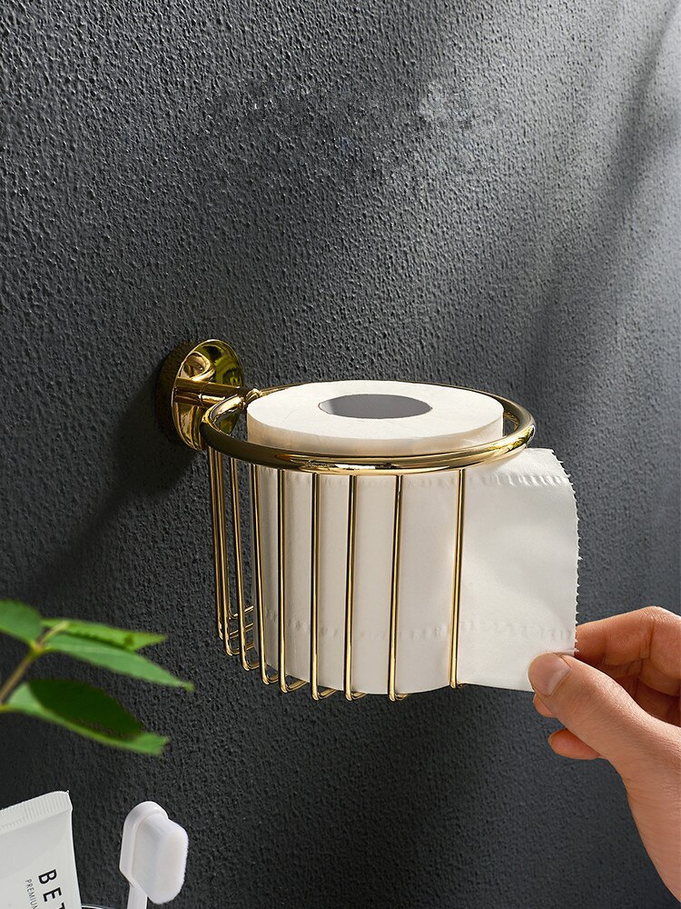 Kobber badeværelse papirkurv vægmonteret massivt messing badeværelse brusebad shampoo hylde badeværelse hylde papiræske guld / sort / krom