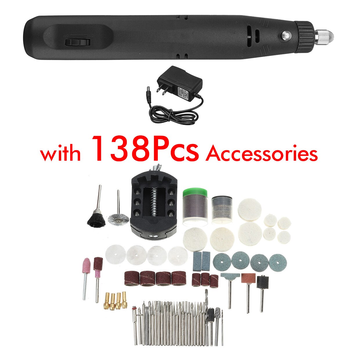 198/226/276Pcs Cordless Electric Grinder Drill Variable Speed Rechargeable Mini Grinding Machine Engraver Pen 15000 r/min: Drill with 138