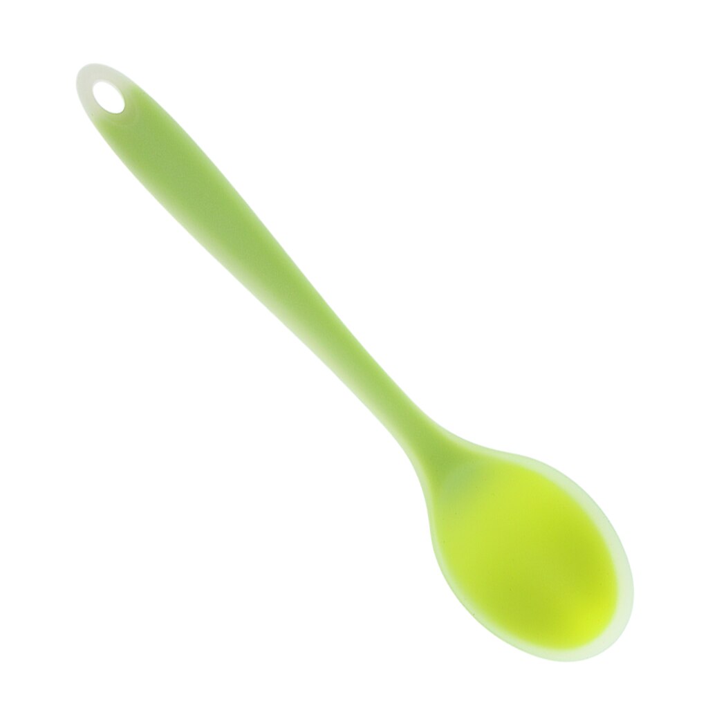 Dinner Table Soup Spoon Silicone Tablespoon Long Handle Flatware 20.5x4.5cm: Green 1