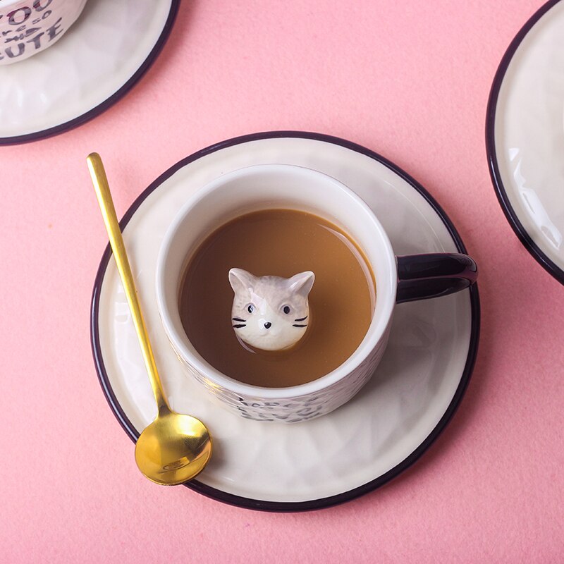 Ceramic Tea Cup Set Cute Cartoon Japanese Style Dessert Cup And Saucer Set Coffe Koffie Kopjes Tableware Teaware ED50BD