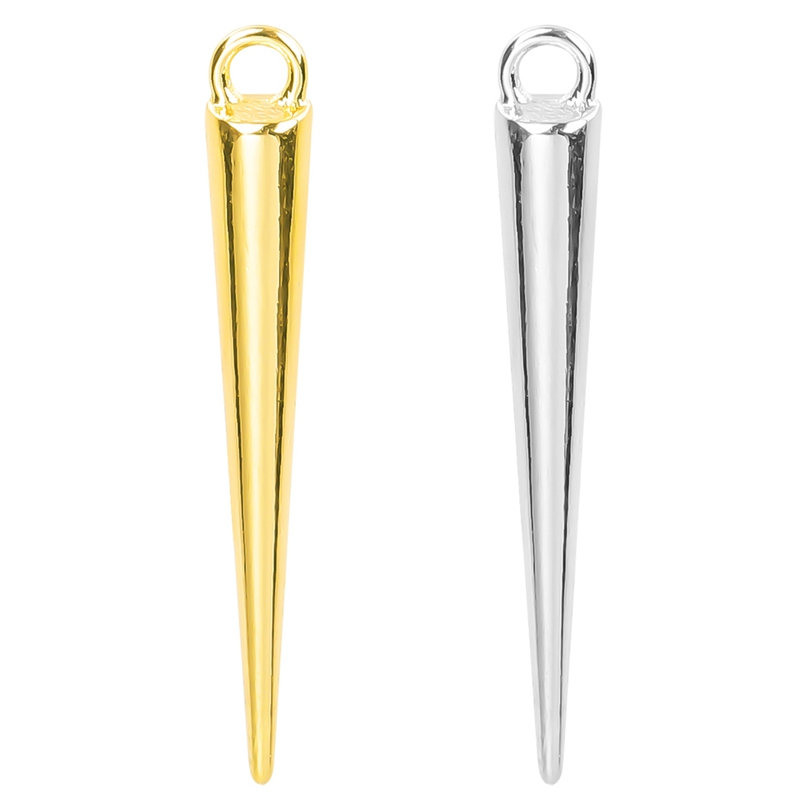 20 piezas de dijes de cono de punta larga Punk gótico para hacer pendientes, suministros de Metal, Color plateado/dorado, accesorios DIY de personalidad a granel: Rodio plateado