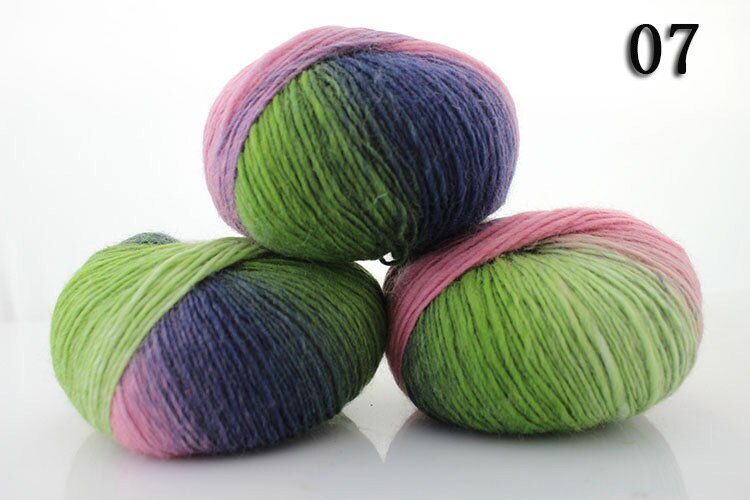 50G/Bal Kleurverloop Rainbow Wol Lijn Baby Wol Bal Breien Gehaakte Garen Ambacht Voor Naaien Diy doek Accessoires 2 Stuks: 07