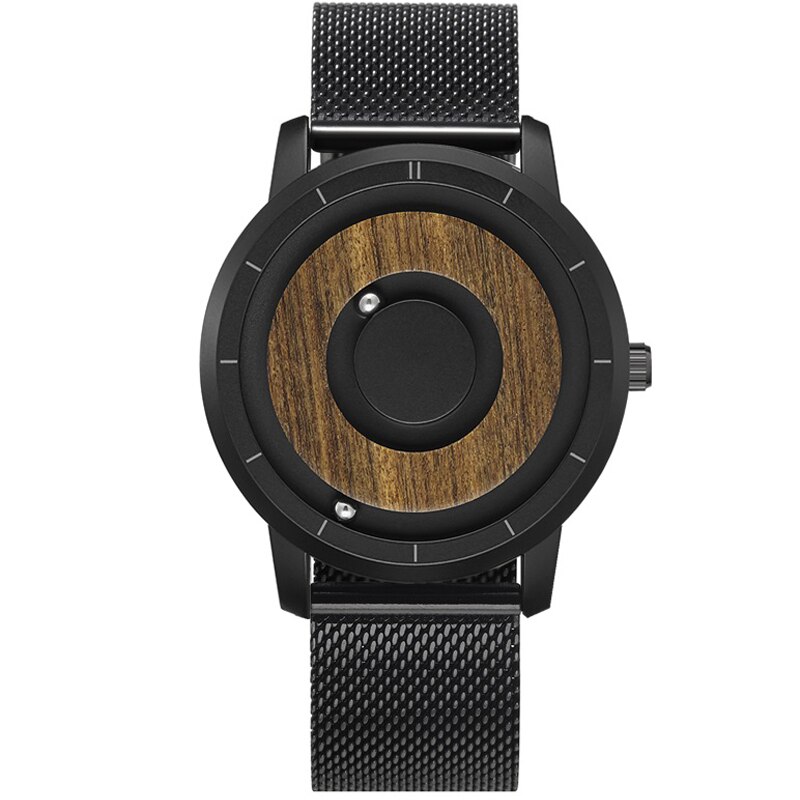 Echt Holz Uhr Kreative Holz Zifferblatt Männer Uhren Magnetische Magnet Metall Ball EUTOUR Mens Retro Quarzuhr Männlichen Saat reloj: 12