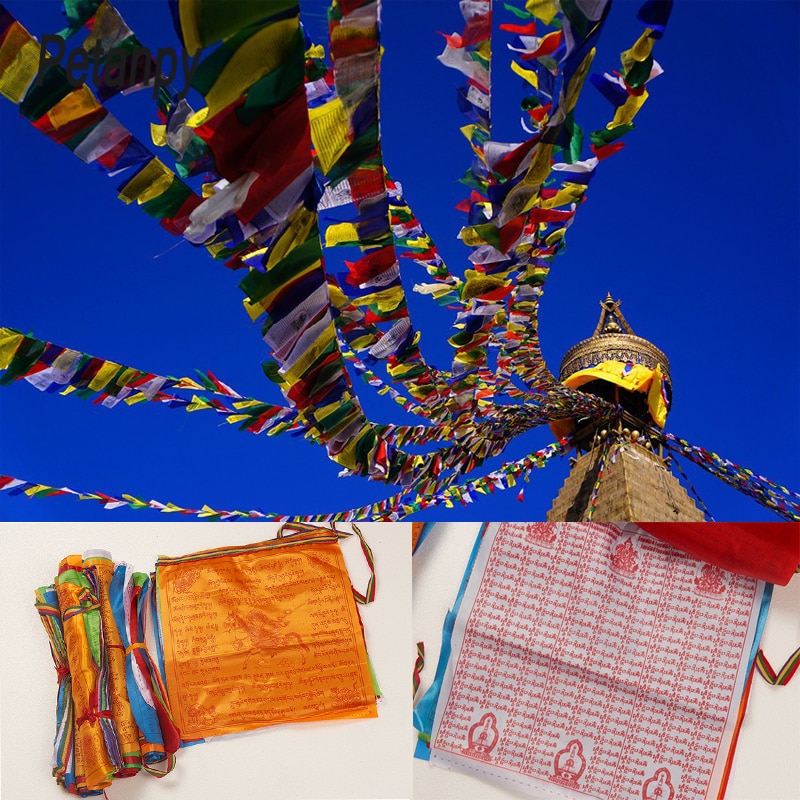 Banderas religiosos budista tibetano, suministros con estampado a color, Bandera de oración, seda Artificial, Tíbet, Lung, Ta, Banner, 3 tamaños