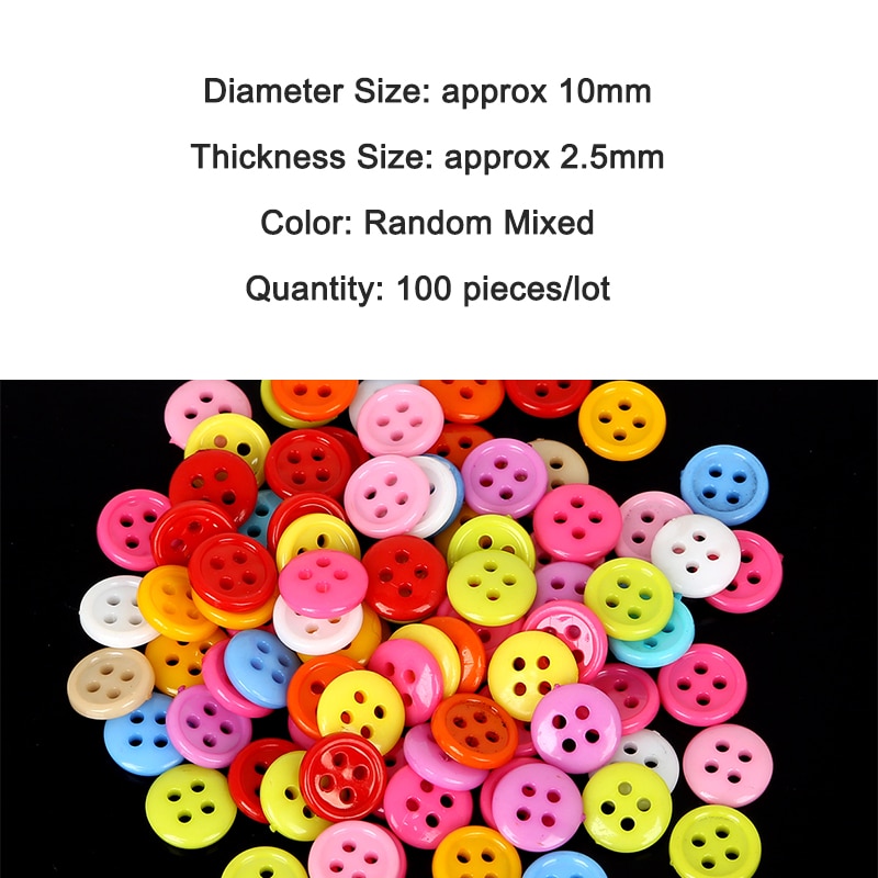 100 Pc Willekeurige Gemengde 4Hole Plastic Knoppen Voor Scrapbooking Ambachten Diy Baby Kinderen Kleding Naaien Accessoires Knop Decoratie