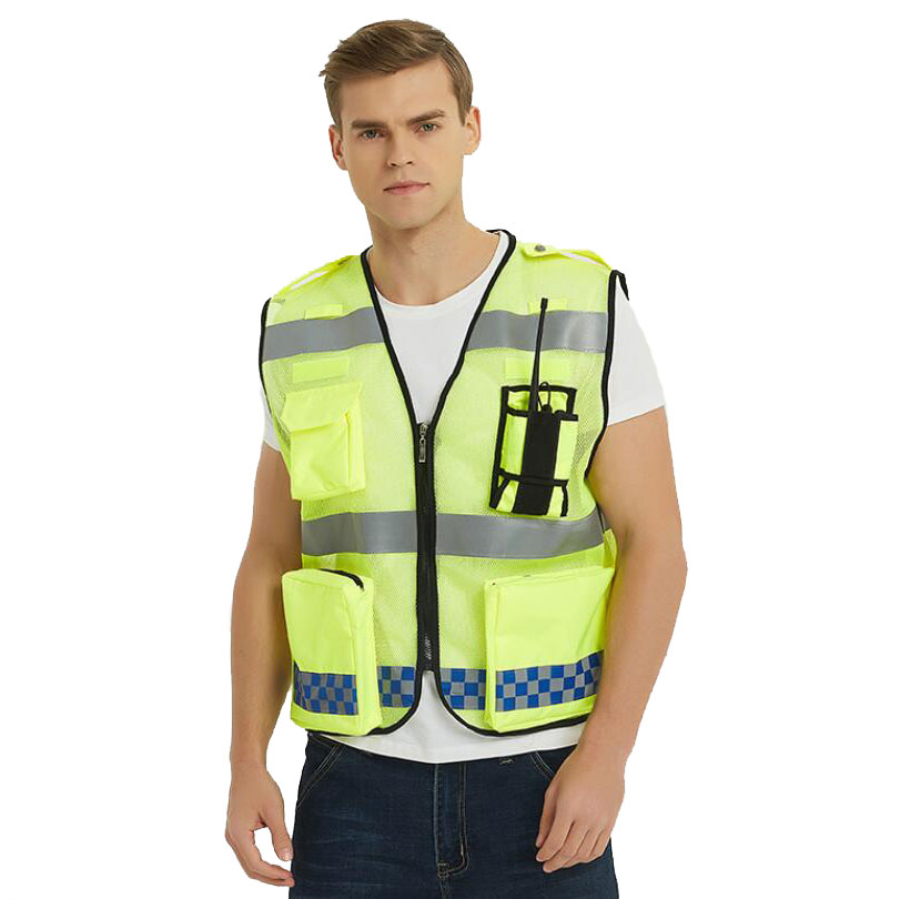 Multi-Pockets Reflective Safety Zipper Front Vest High Visibility ANSI Class Plus Size S-4XL