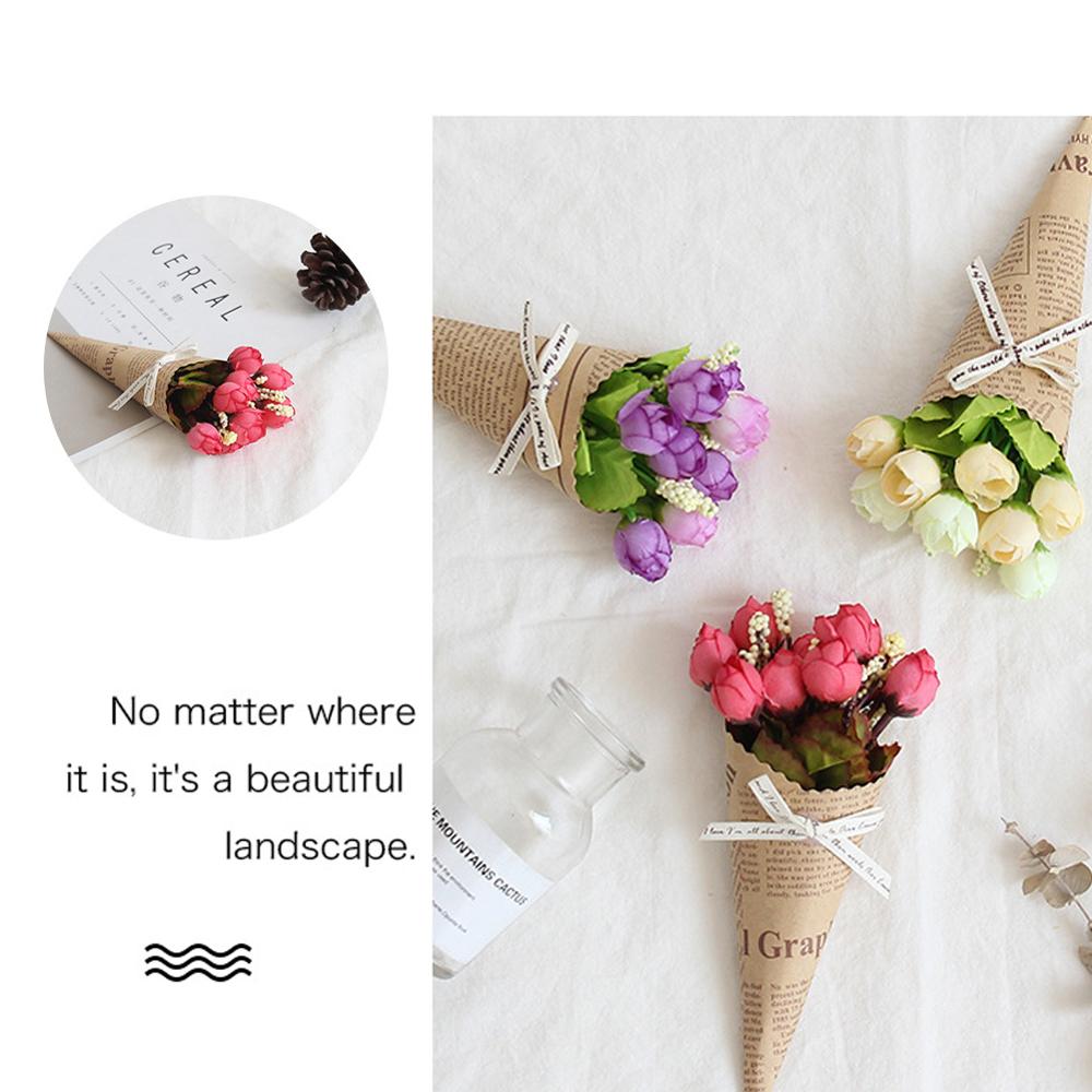 Kraft Paper Handmade Daisy Rose Flowers Artificial Simulation Flowers For Wedding Party Home Bouquet Decoration