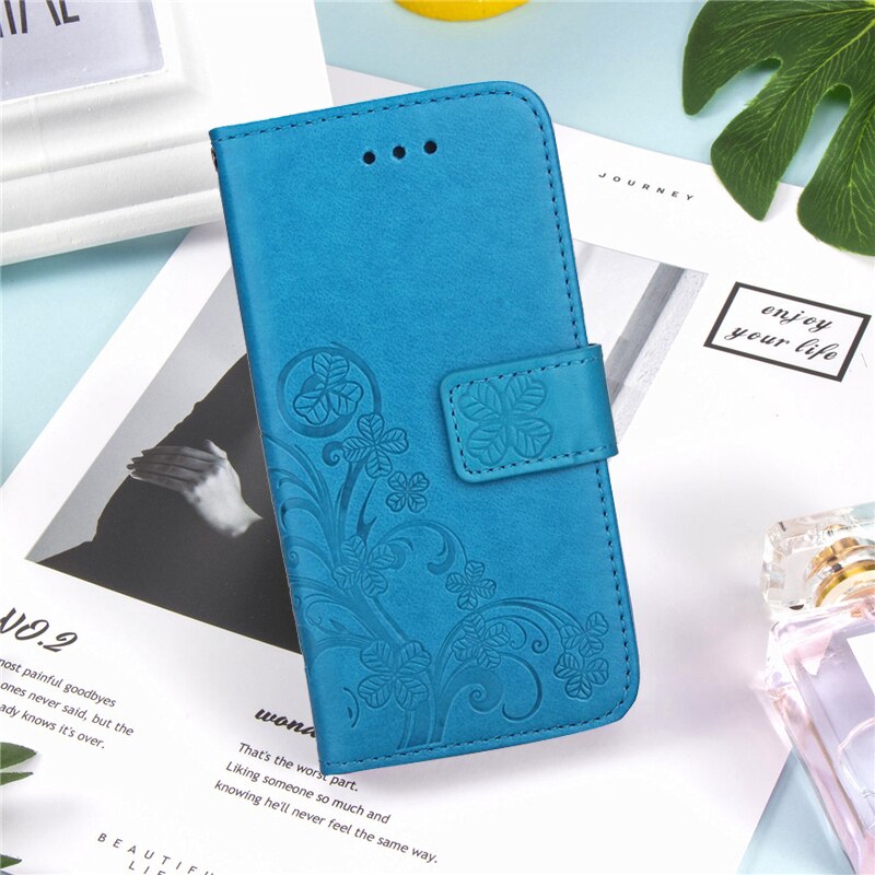 Luxe leren flip-book case voor lg  k5 x220 x220ds , rozenbloem portemonnee standaard telefoonhoesje: 2 blauw