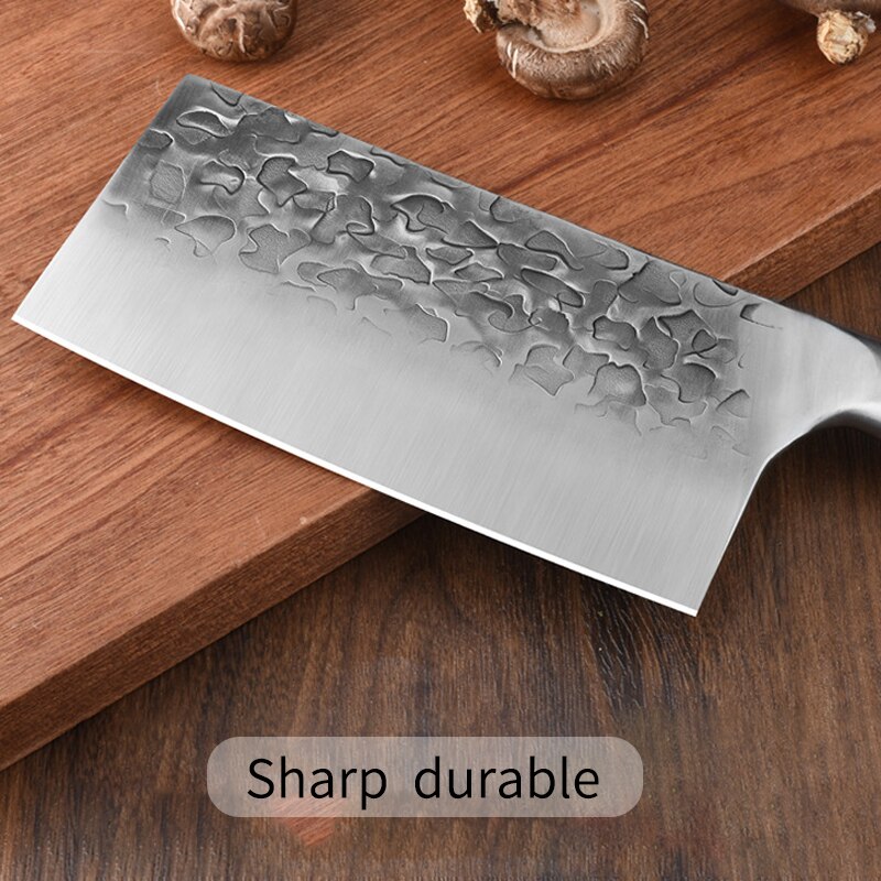 Couteau de Chef forgé Super tranchant, couteau de boucher, couteau de cuisine chinois en acier inoxydable, outils de cuisine avec manche en bois