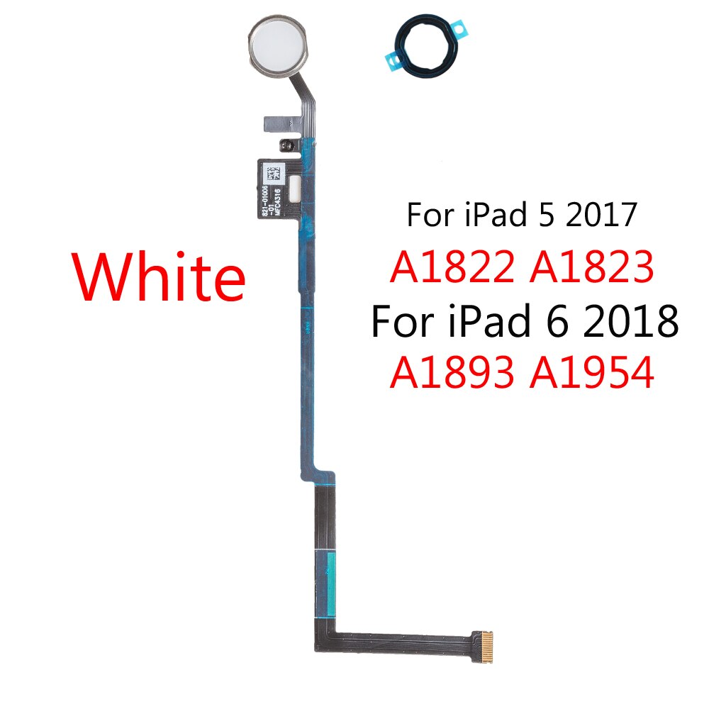 Heimat-Geschmack biegen Für iPad 5 iPad 6 A1822 A1823 A1893 A1954 Rückkehr Zurück Heimat Taste Mit biegen Kabel Gummi Aufkleber: Pro 2017 Weiß