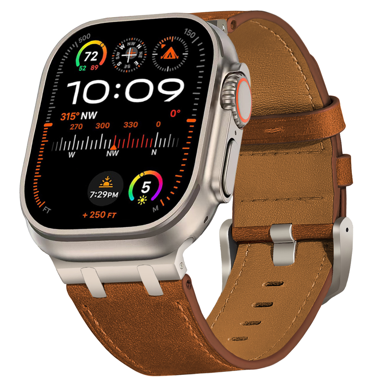 Leather Band for Apple Watch Ultra 2 49mm Series 10 46mm Luxury Strap Sports Bracelet for iWatch 10 9 8 7 6 5 4 SE ultra 44 45mm: Beige