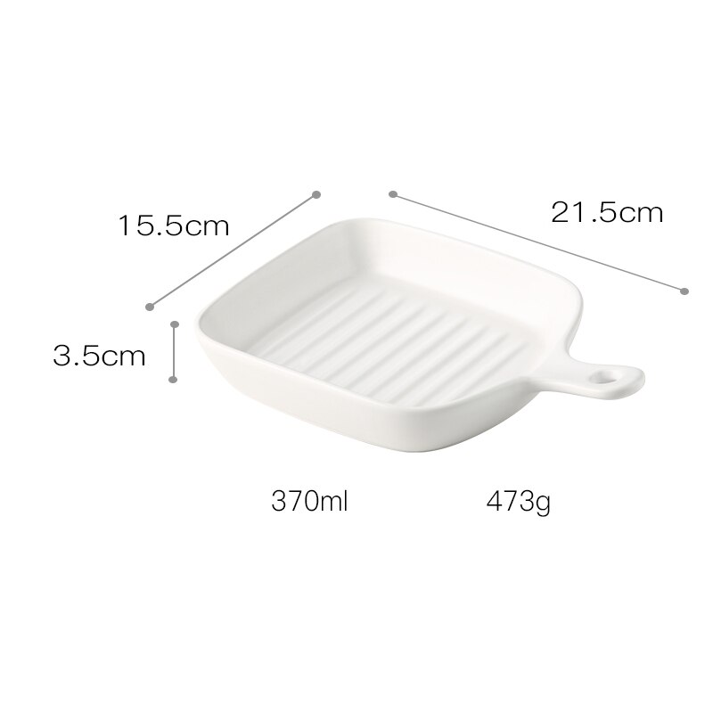 Nordisk ugnstallrik rund fyrkantig dubbelöra med handtag keramisk servis modern hem frukost salladstallrik: J