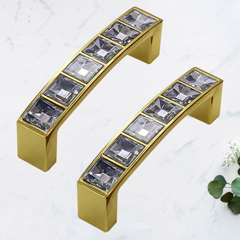 1 Bag/2pcs Durable Crystal U Shaped Door Handle Wardrobe Cabinet Drawer Knobs Handles Furniture (Bright Chrome, Each Handle