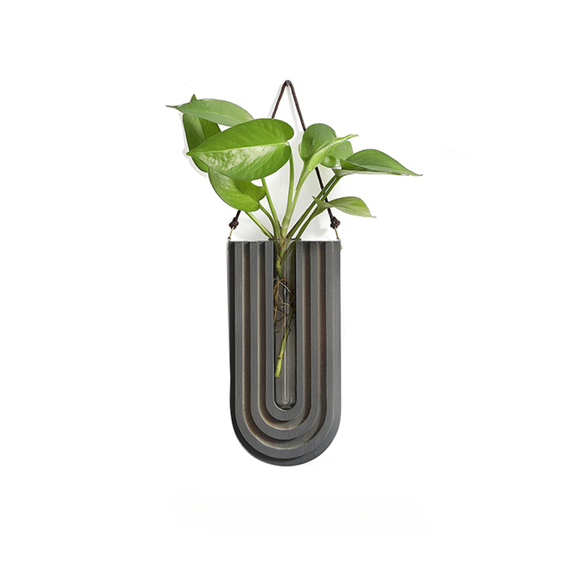 Einfache hölzerne Blumenvase Zauberstab hängende Blumentöpfe hydro ponik Pflanze Container Gestell Wohnzimmer Hausgarten Dekor Handwerk: Gelb