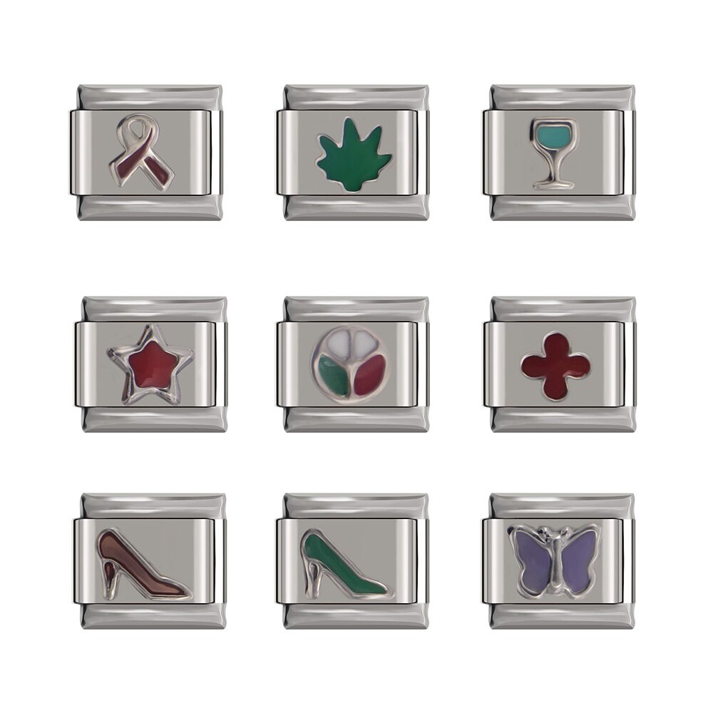 Hapiship Bracelet Charms Leaf Peace Butterfly Star High Heels Daisy Fit 9mm Bracelet Stainless Steel Diy Making F1