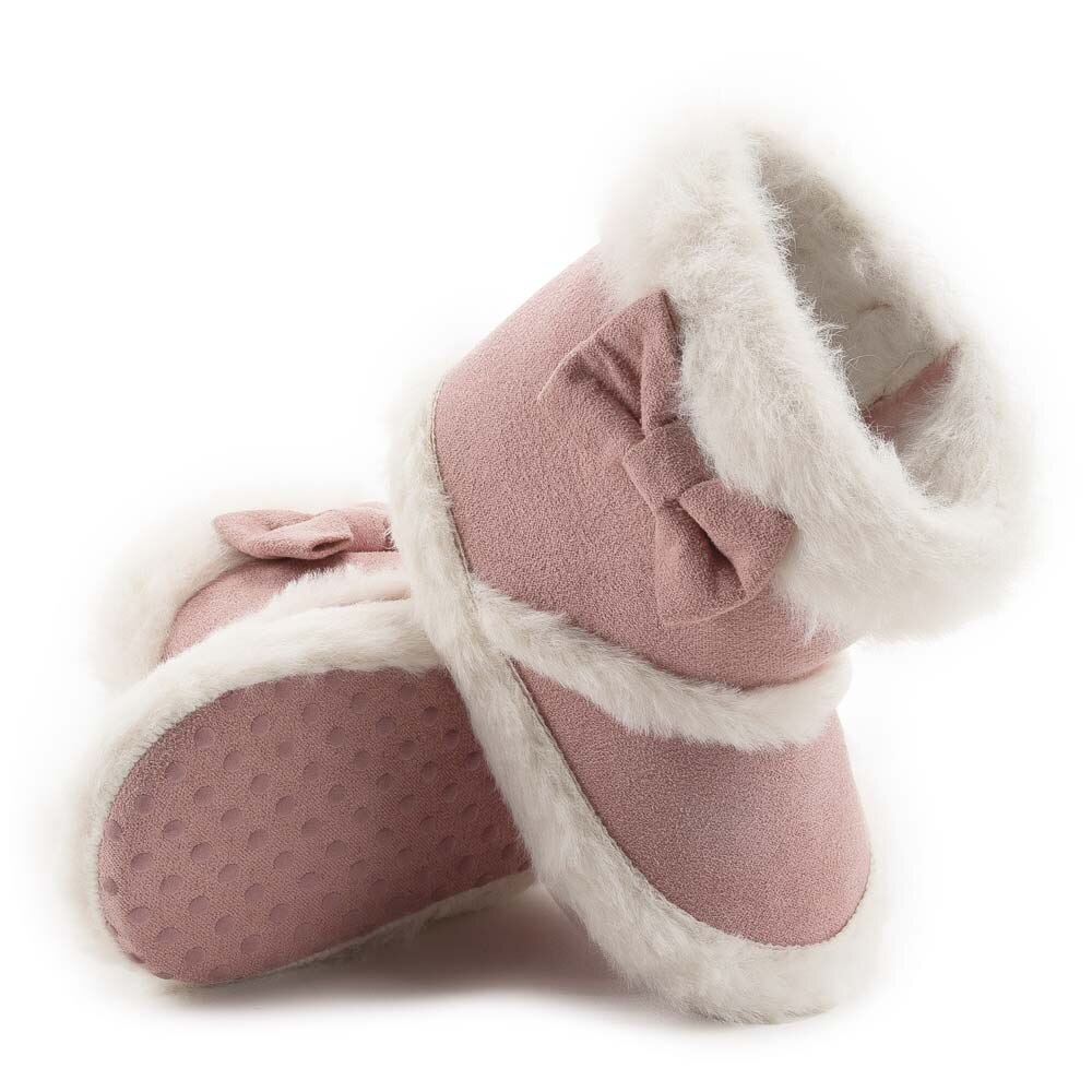 Baby Jongen Meisje Laarzen Schoenen Mode Winter Warm Sneeuw Zachte Laarzen Effen Kleur Elegante Strik Breien Katoen Wol Half Laarzen 0-18M