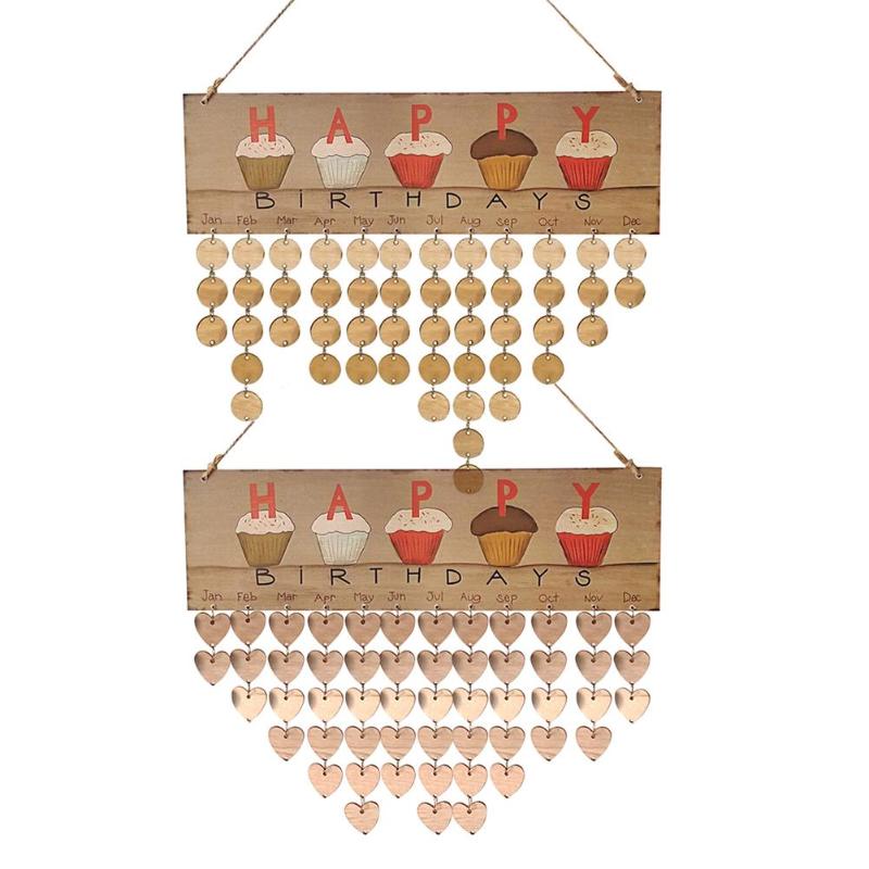 Holz Glücklich Geburtstag Erinnerung Zeichen DIY Kalender Bord Freunde Datum markieren