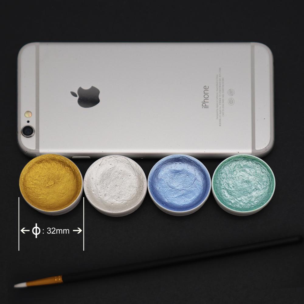 12 färg metallic akvarell set guld pigment färg med vattenpensel för konstnär målning glitter vatten färg konst tillbehör
