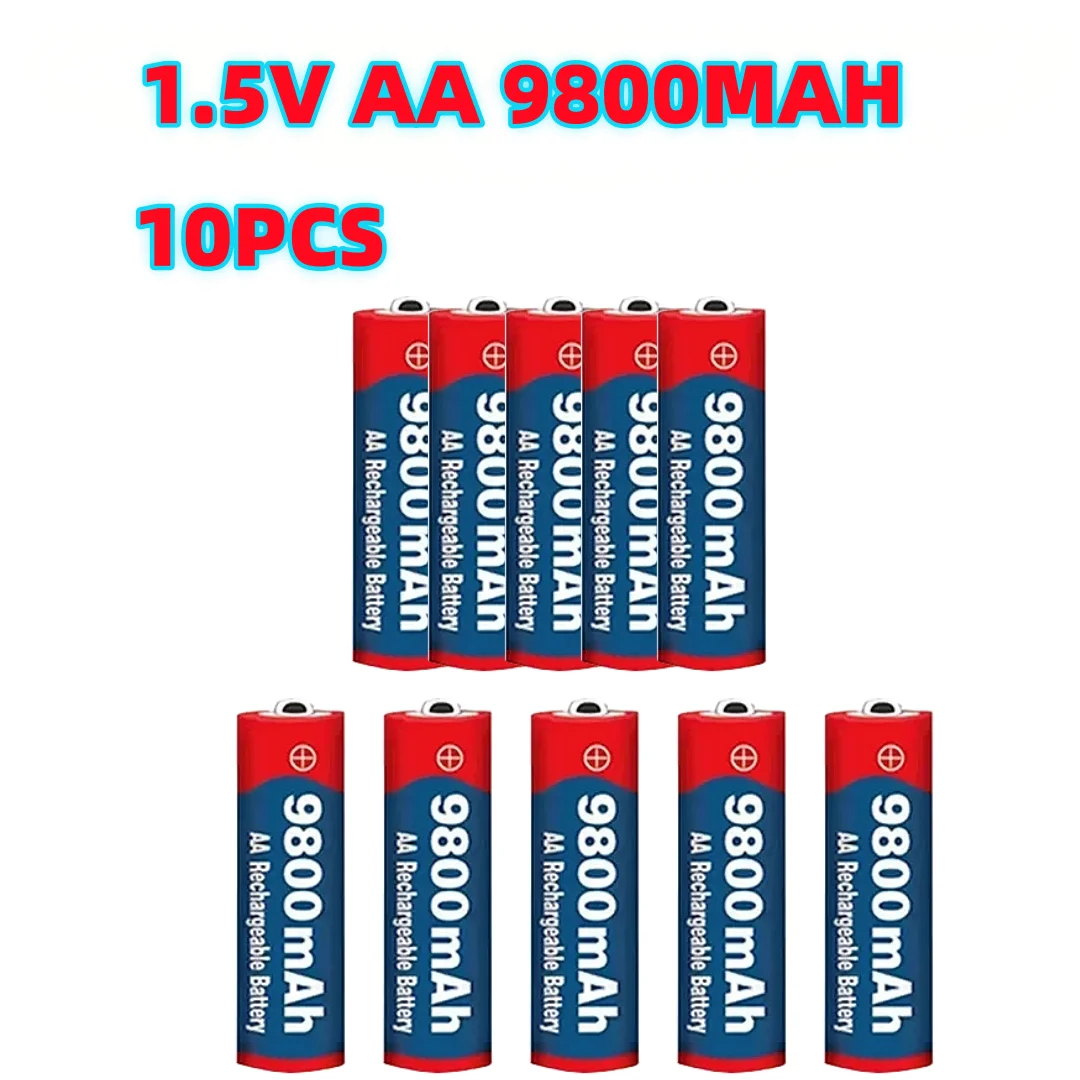 1,5 V AA 9800 mAh wiederaufladbarer Akku 100 % Original hochwertiges AA für LED-Leuchten, Spielzeugkameras, Mikrofonbatterie: Himmel Blau