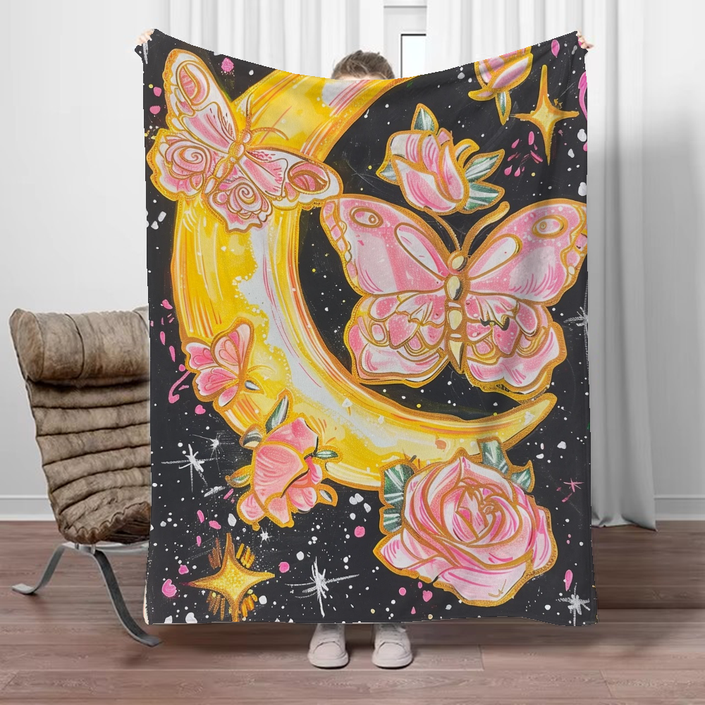 Thin Wadding Blanket for Sofas Butterfly and Rose Cute Throw Blanket Sofa Winter Home Interior Luxury Blankets King Size Knee &: 100x150cm / green