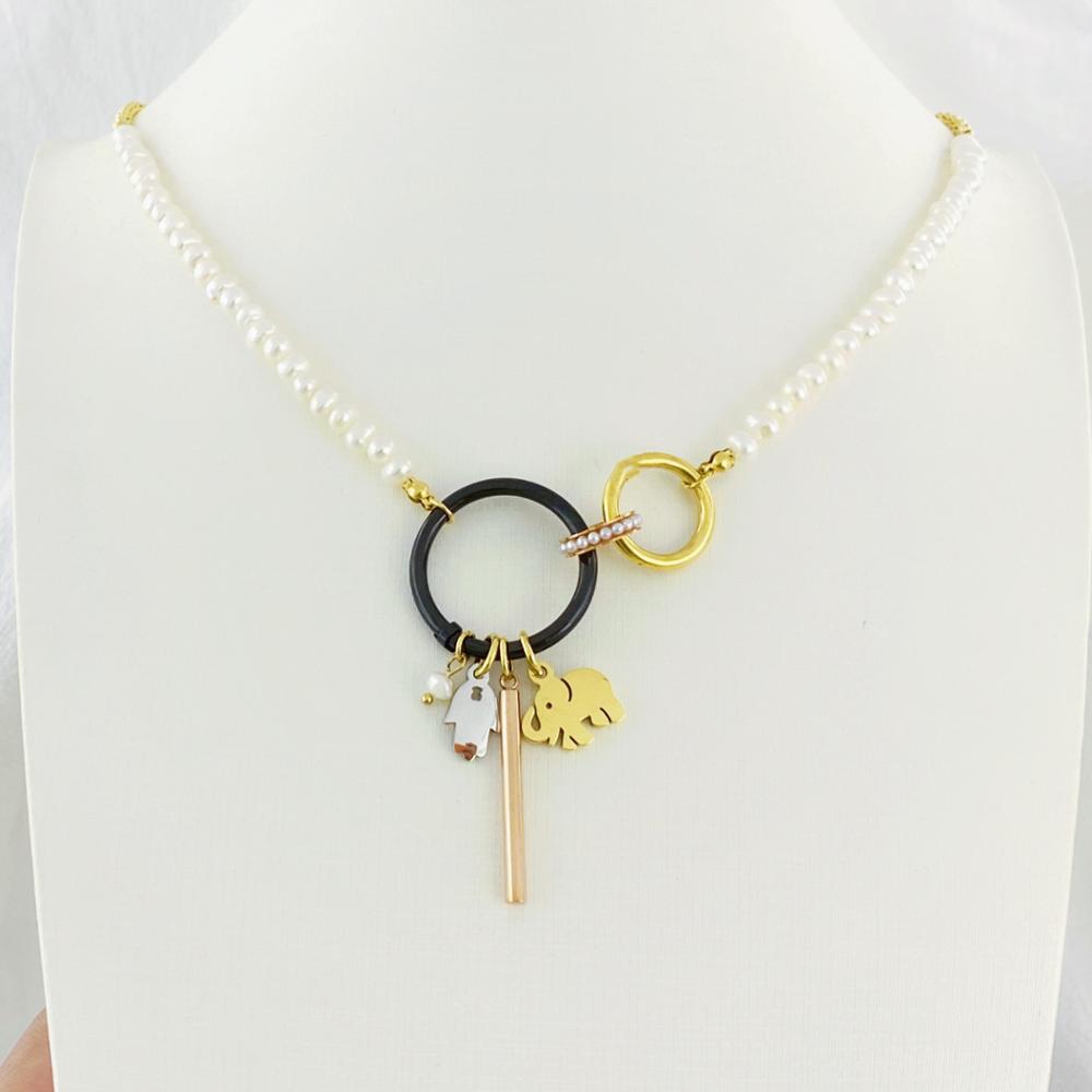 Or acier inoxydable ours pendentif collier mignon animaux éléphant coeur trèfle croix ours breloque collier bijoux pour les femmes