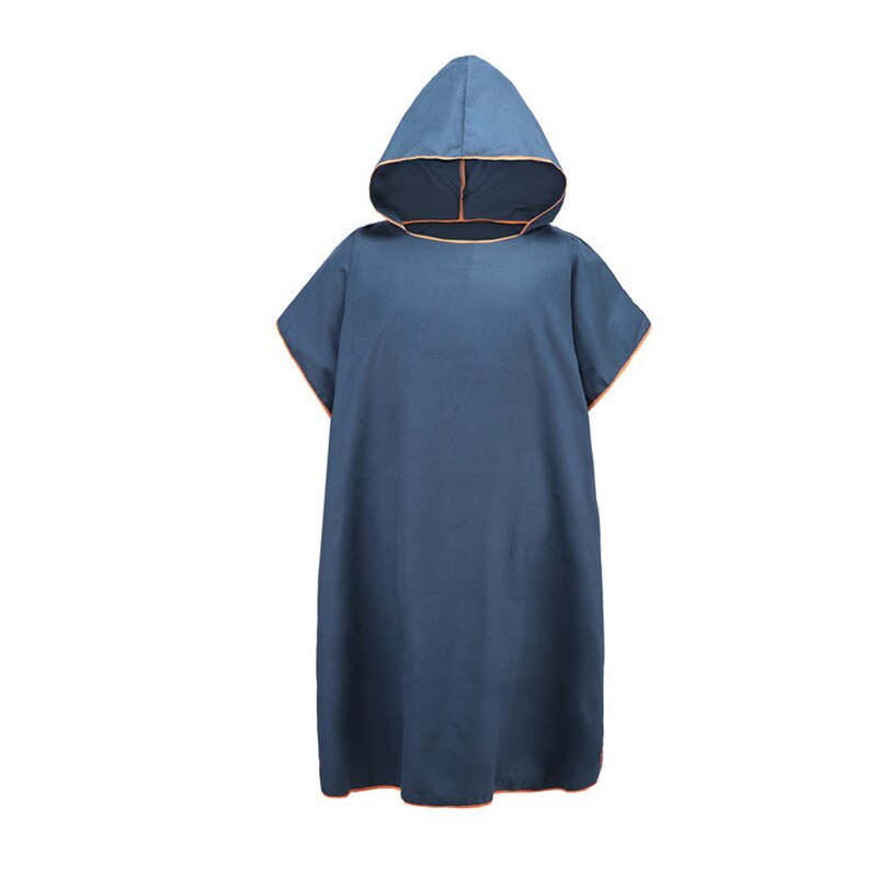 Zipsoft-albornoz con capucha para hombre y mujer, de secado rápido Toalla de microfibra, Poncho para playa y piscina, fácil de cambiar: Azul marino