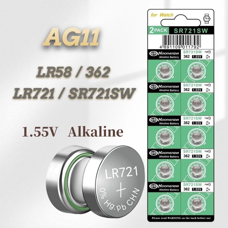 10PCS AG11 362 LR721 362A L721F SR721SW 1.55V Lithium Batteries Environmental Protection Button Battery for Watch: Default Title