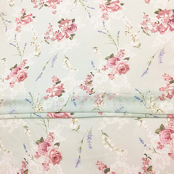 Estampado de flores en verde claro georgette de seda pura gasa tela de seda muy suave para el verano, SCG625