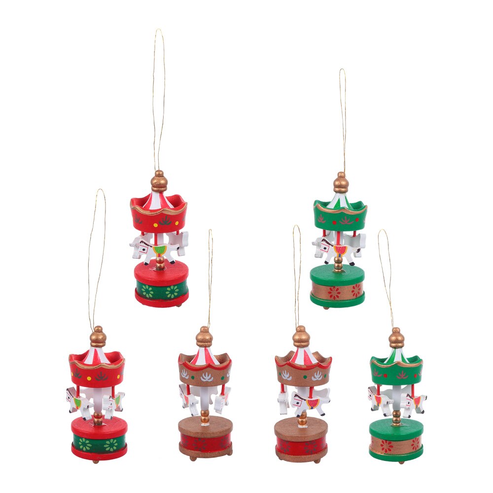 1 Set 6 Pcs Christmas Souvenirs Mini Merry-go-round Home Decorations Ornaments