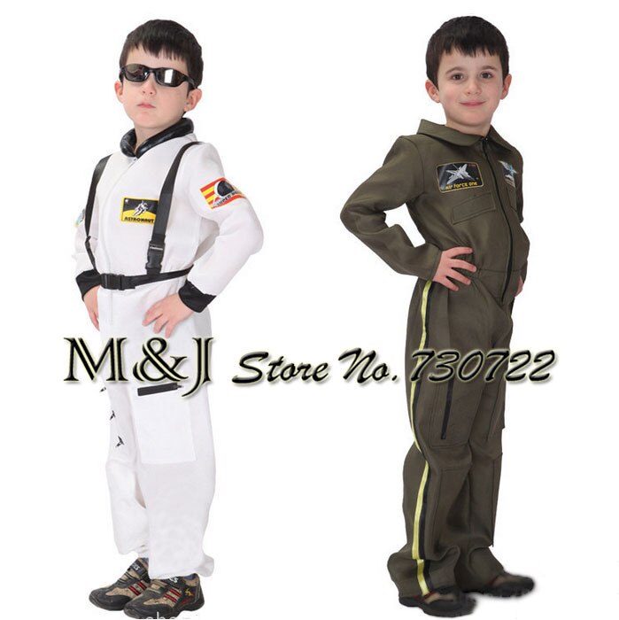 ! Halloween kinderen politieagent kleding naval uniform/luchtmacht knappe wit ruimte model spelen een kostuum