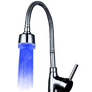 Plastic Led Blauw Kleuren Licht Kraan Hoofd Met Adapters: Default Title