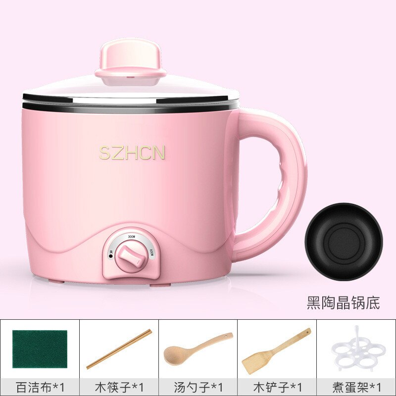 Electric cooker household multifunction student dormitory electric pot noodle cooking small electric pot 220V: Pink no steamer / UK